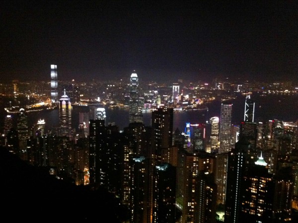 Hongkong bei Nacht und von oben